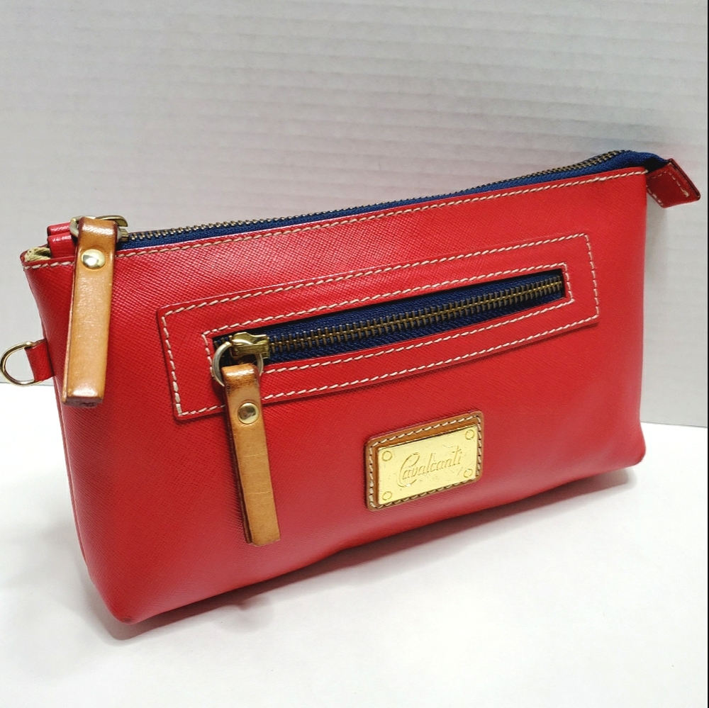 CAVALCANTI Leather Stripes Plain Clutch Bag